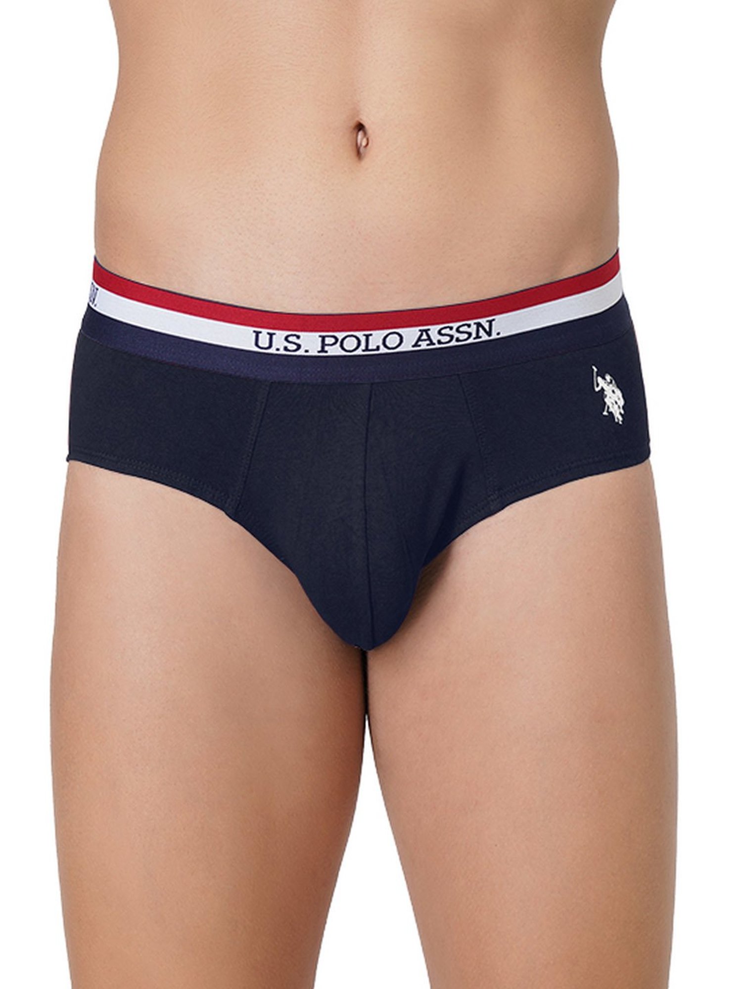 U.S. Polo Assn. Navy & Red Cotton Regular Fit Briefs - Pack Of 2