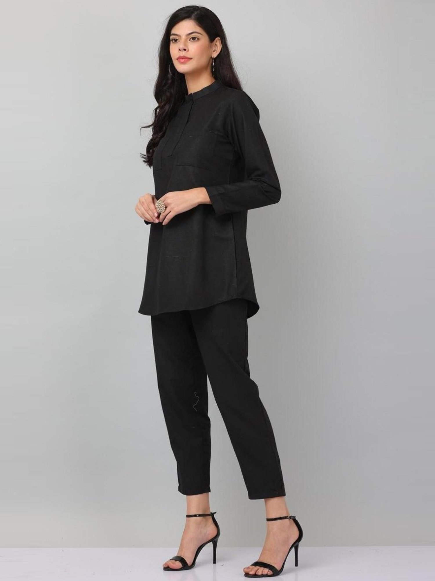 Kaanchie Nanggia Black Causal Wear Shirt and Pant Set