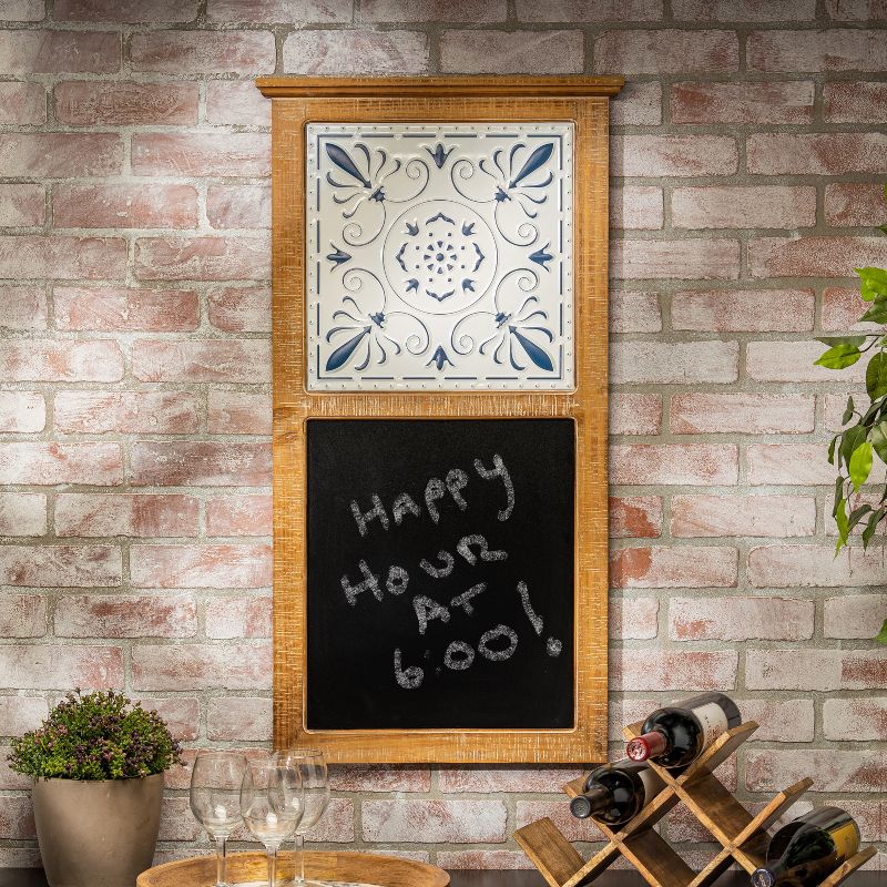 Lone Elm Studios 35.4-inch tall Metal Tile and Wood Chalkboard Wall D&eacute;cor