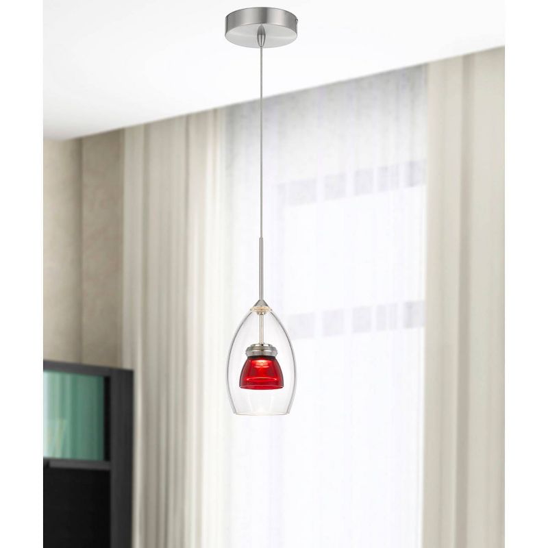 4.25" Integrated LED Dimmable Double Glass Mini Pendant Red - Cal Lighting