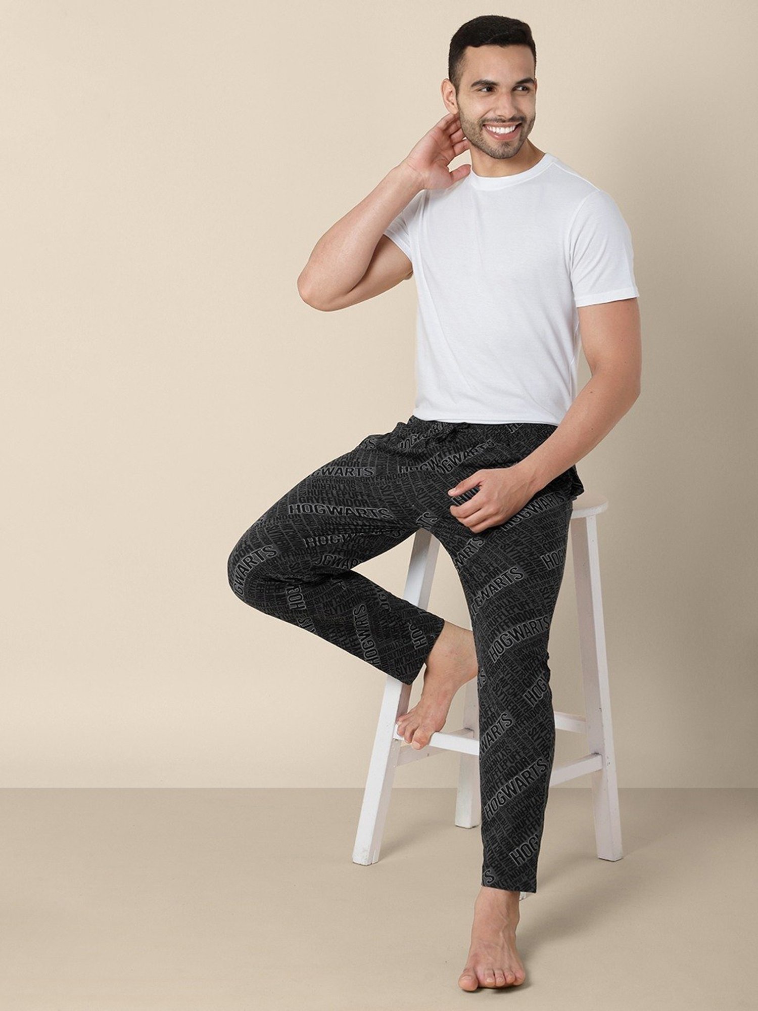 Free Authority Grey Cotton Regular Fit Harry Potter Printed Nightwear Pyjamas