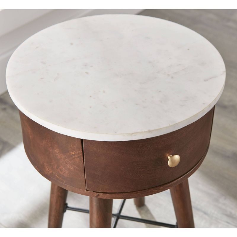Bangalore Round End Table White/Brown - Steve Silver Co.