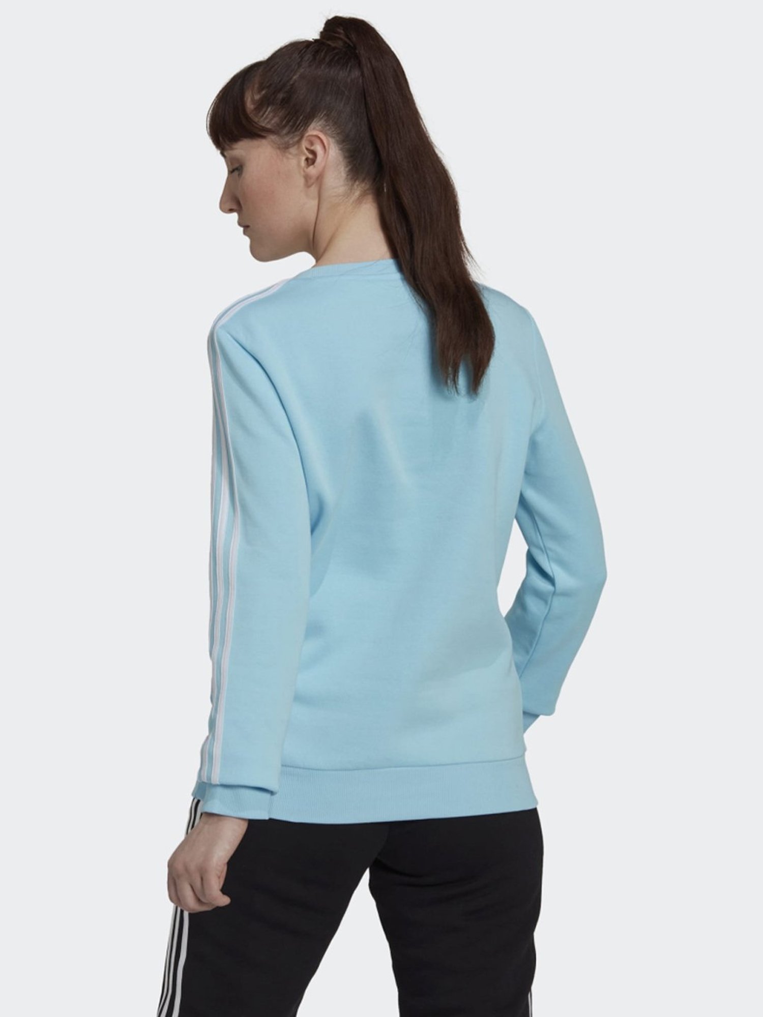 adidas Blue Cotton Striped Sports Sweatshirt