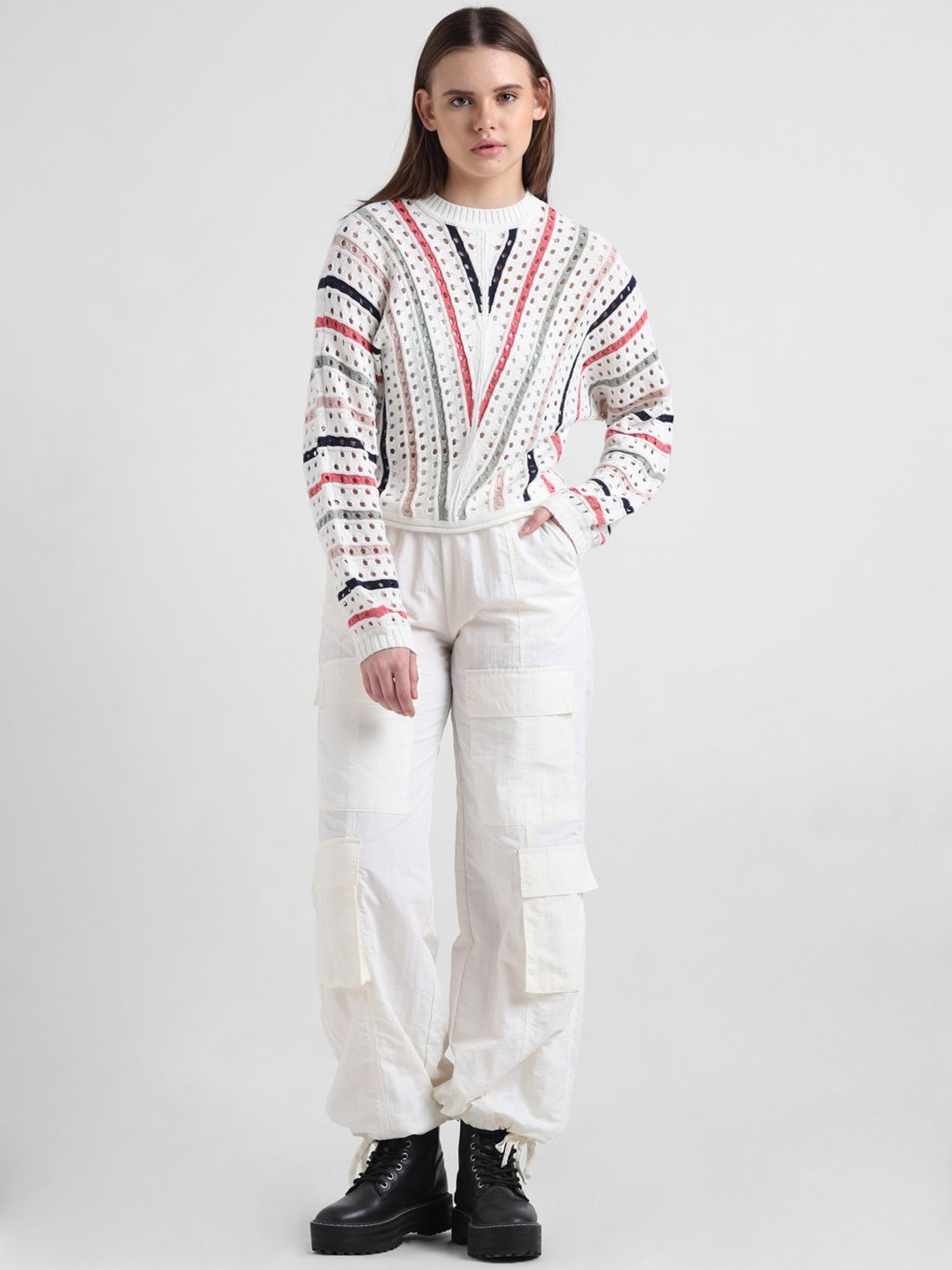 Only White Striped Pullover