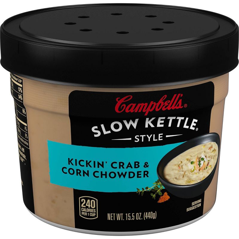 Campbell's Slow Kettle Style Kickin' Crab & Corn Chowder Soup Microwaveable Bowl 15.5oz