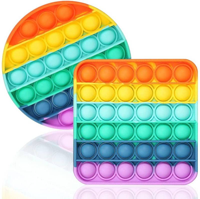 DALOJOE Push Pop Pop Bubble Fidget Sensory Toy, Pop Fidget Toys, 4 Pack Silicone Squeeze Sensory Toys, Stress Relief Toy, Autism Special Needs Anxiety Relief, Educational Toy, for Kids, Adults, Gifts