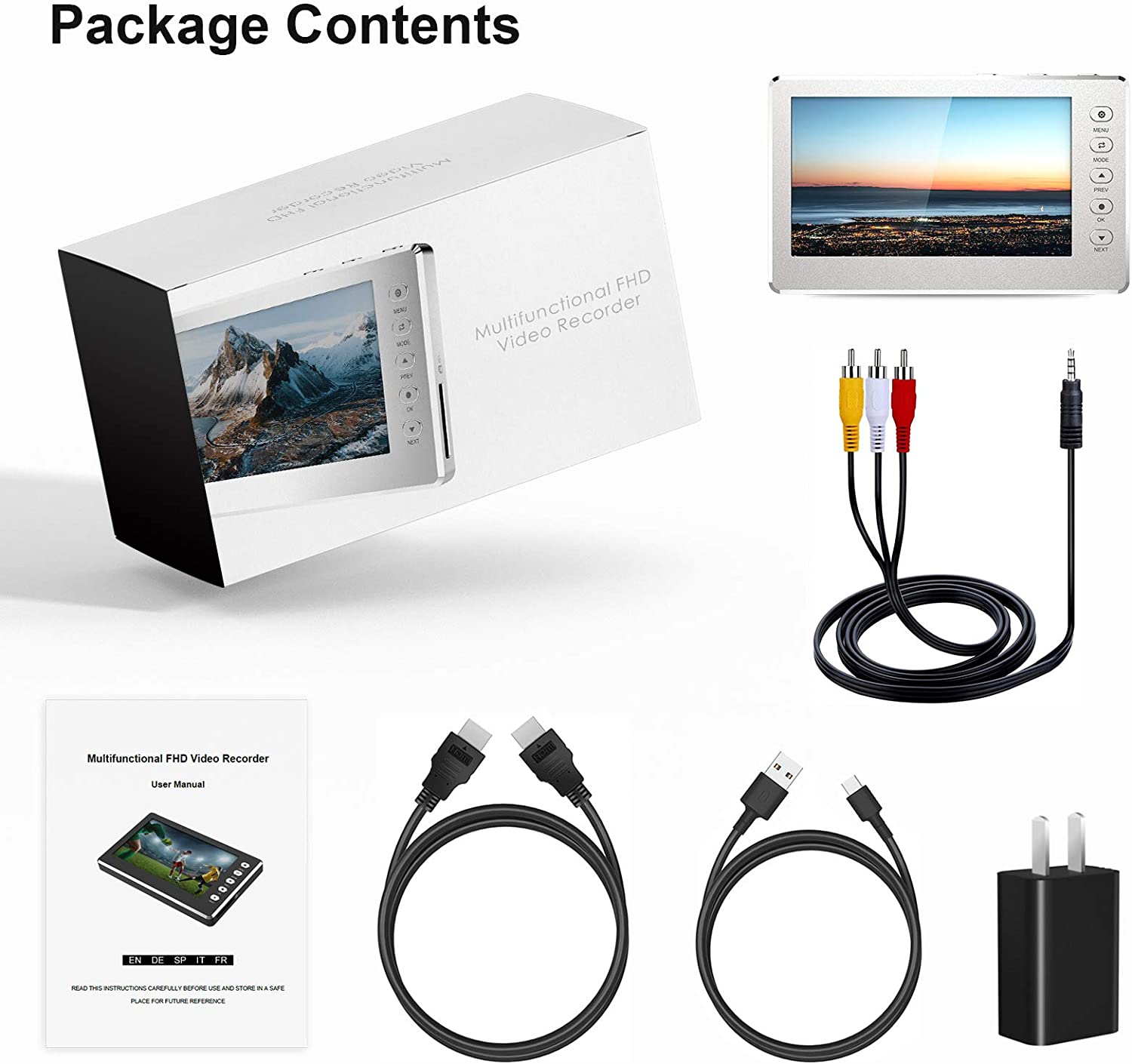 DIGITNOW HD Video Capture Box 1080P 60FPS USB 2.0 Video to Digital Converter with 5" OLED Screen, AV&HDMI Video Recorder Capture from VCR, DVD, VHS Tapes, Hi8, Camcorders, Gaming Systems