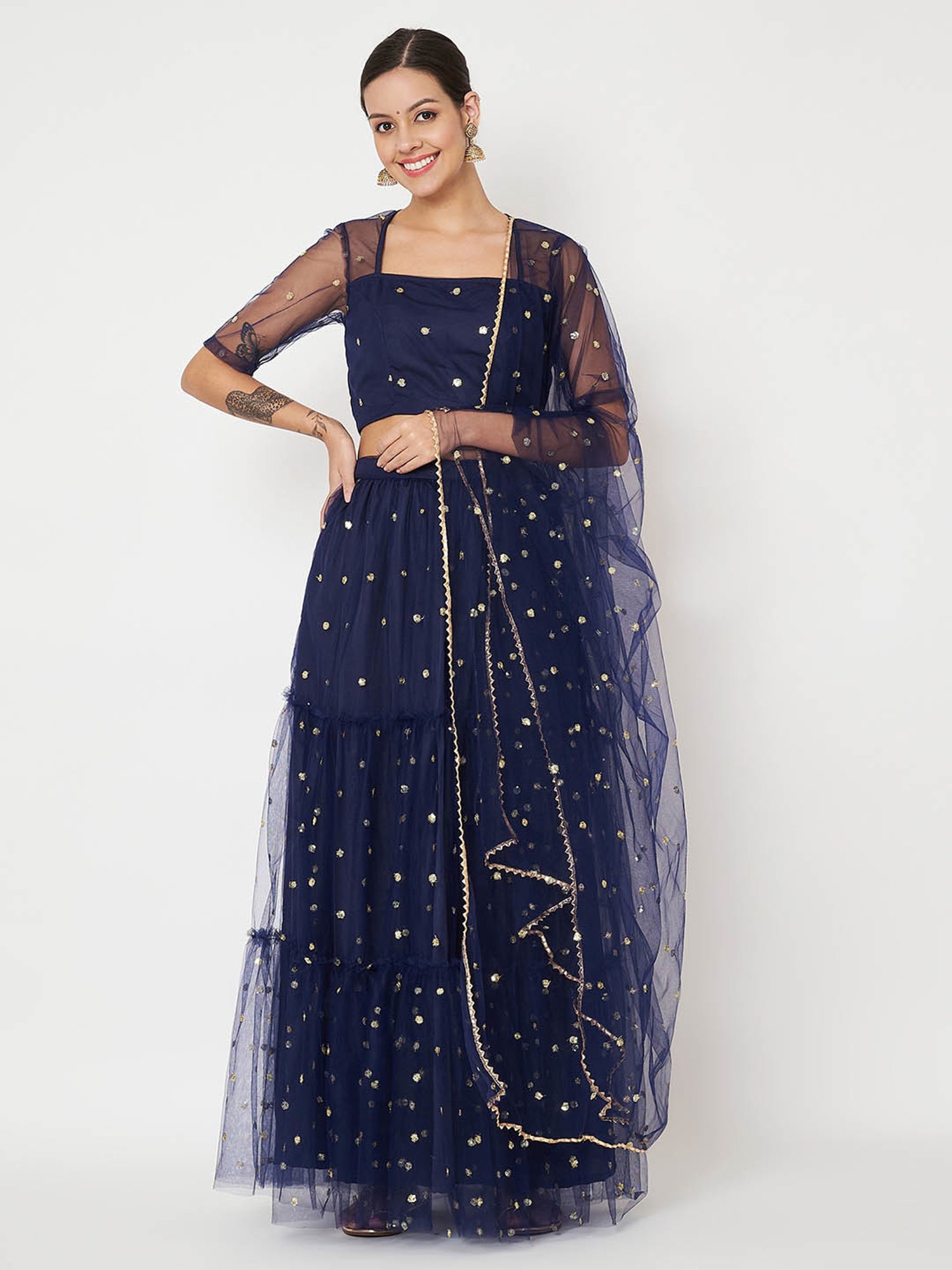 studiorasa Navy Embroidered Lehnga Choli Set With Dupatta