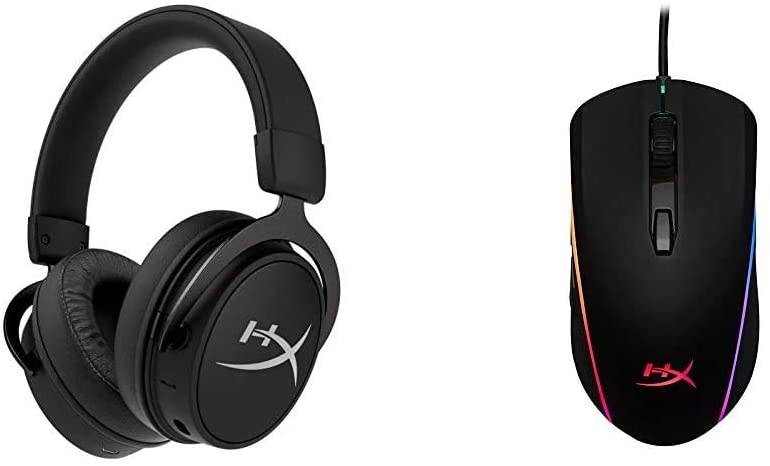 HyperX Cloud Mix - Wired Gaming Headset - Black & Pulsefire Surge - RGB Wired Optical Gaming Mouse, Pixart 3389 Sensor up to 16000 DPI, Ergonomic, 6 Programmable Buttons - Black