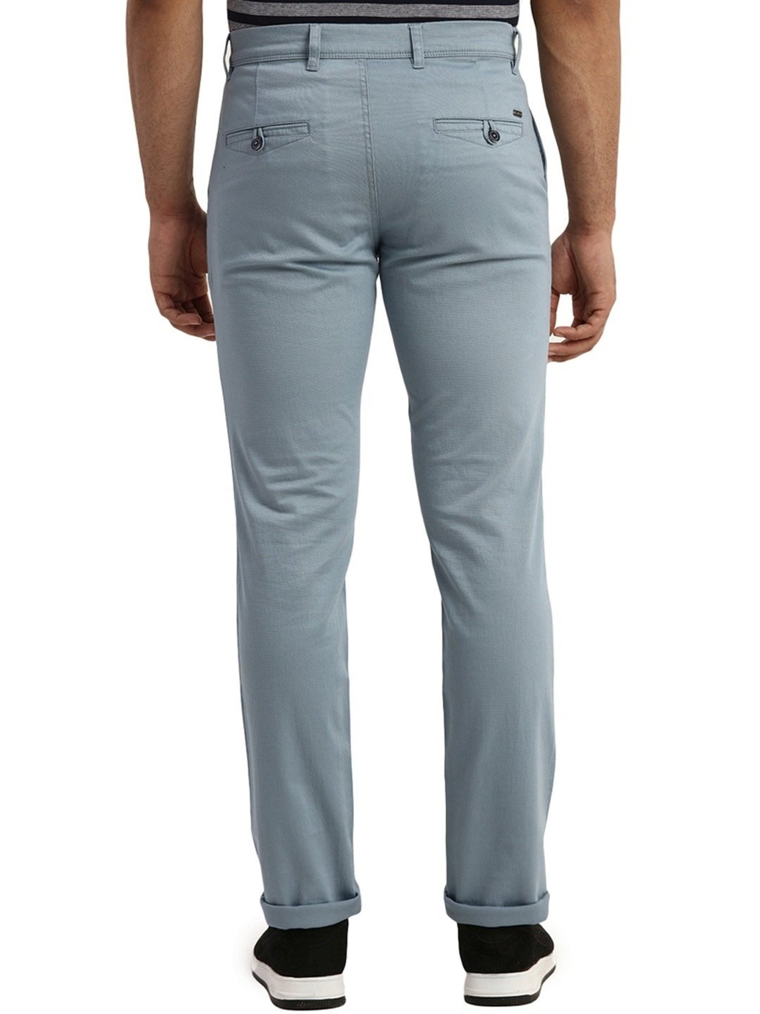 Parx Medium Blue Tapered Fit Trousers