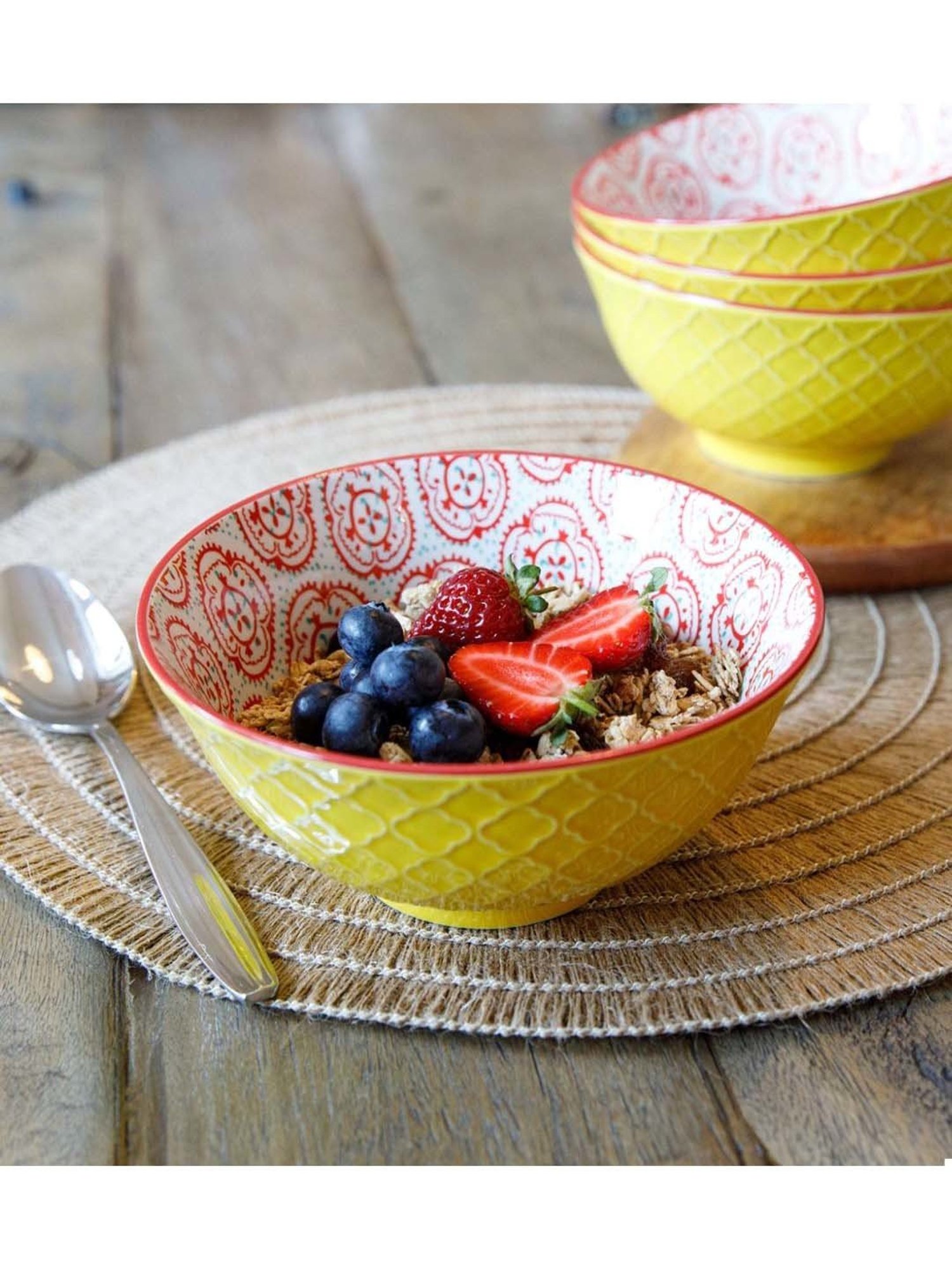 KitchenCraft Yellow Stoneware Fruit Bowl
