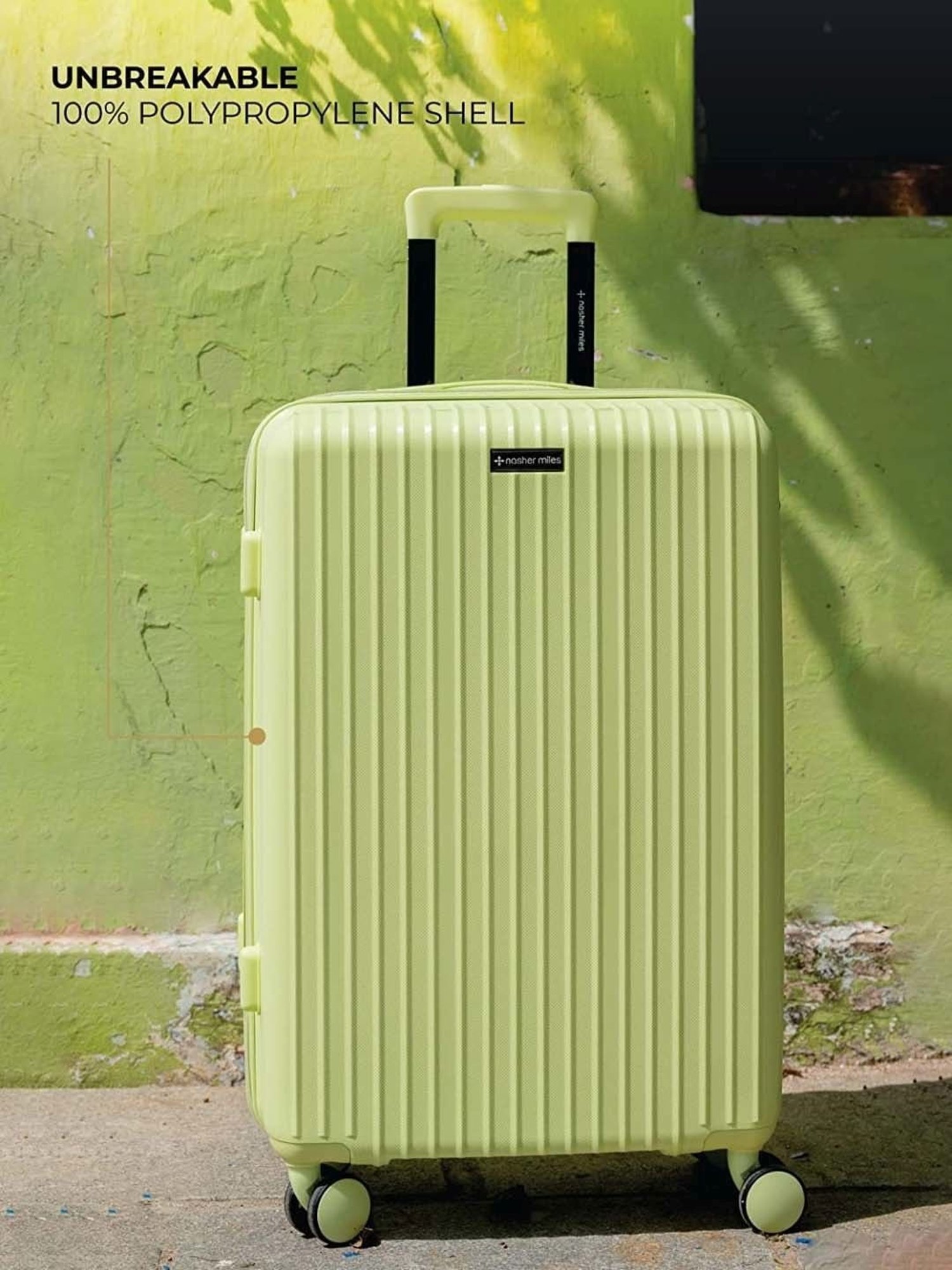 Nasher Miles Pondicherry Hard-side Polypropylene Cabin Lime Yellow 20 inch |55cm Trolley bag