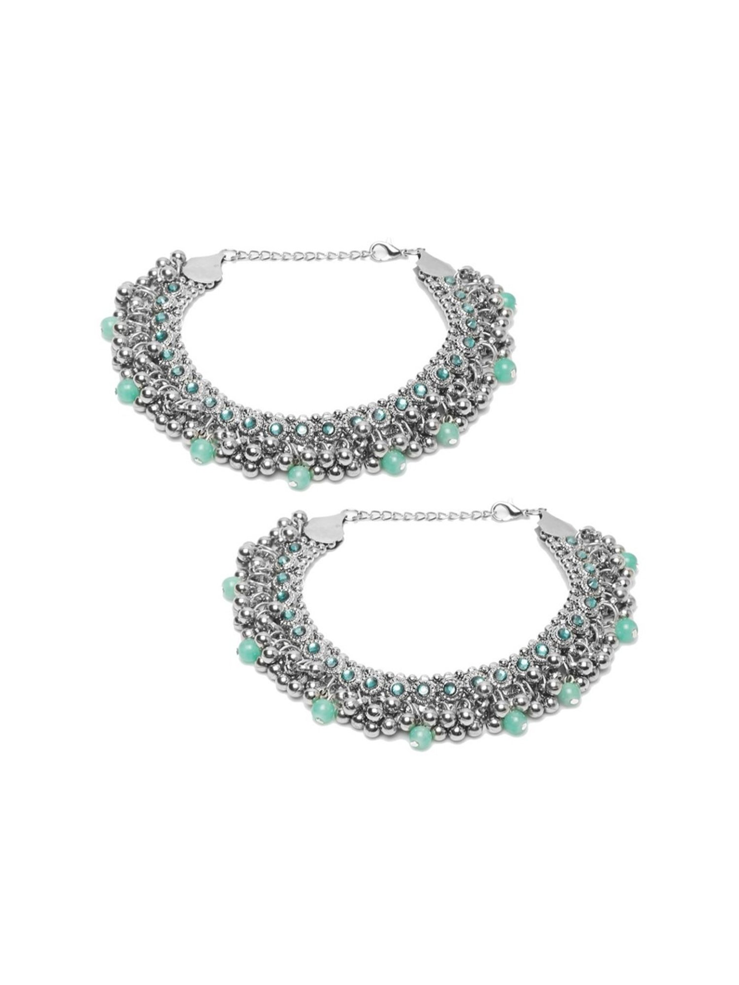 YouBella Gold-Plated Copper Strand Stylish Party Wear Anklets for Women - Set of 2