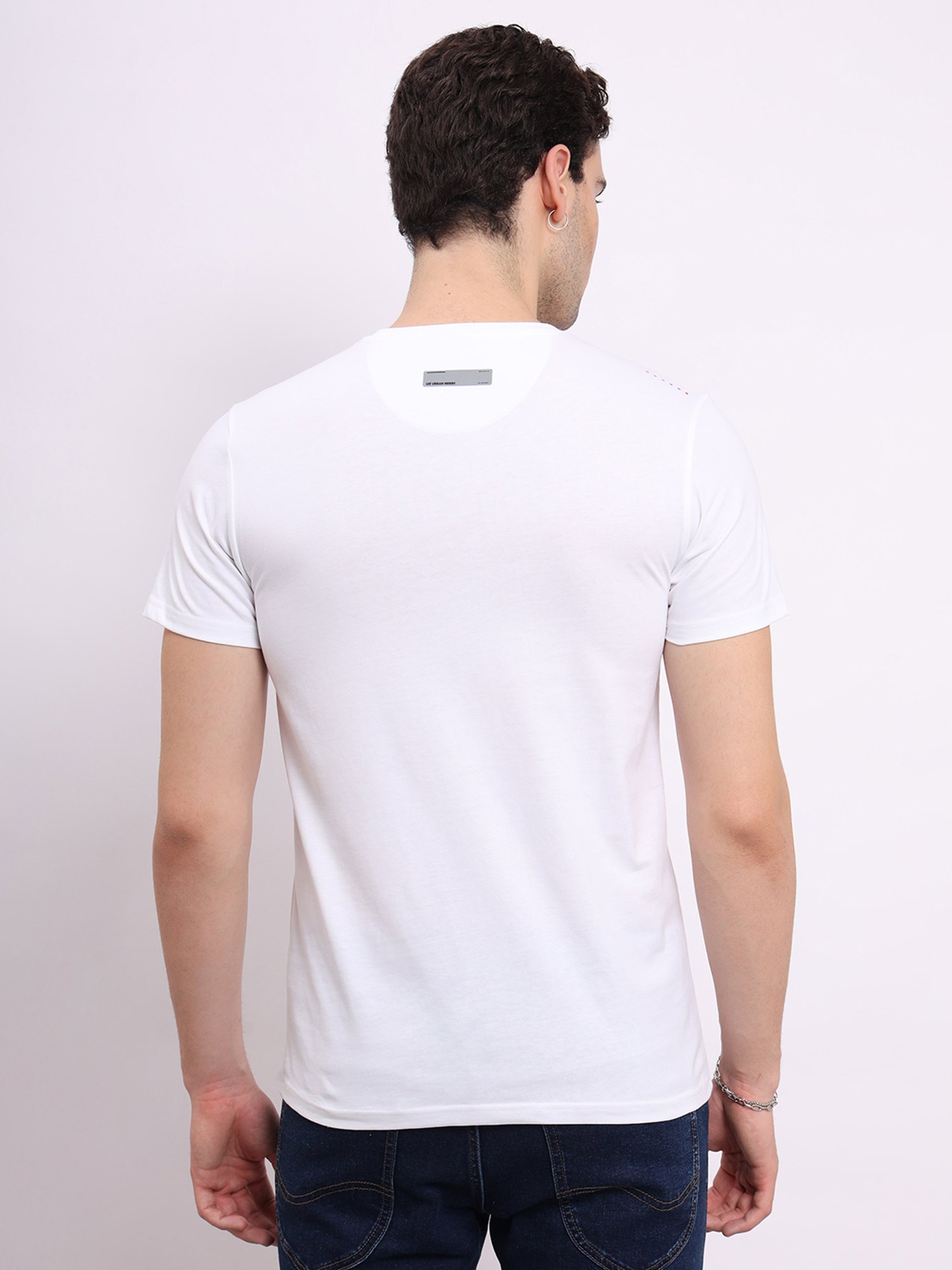 Lee White Slim Fit Graphic Print Cotton Crew T-Shirt