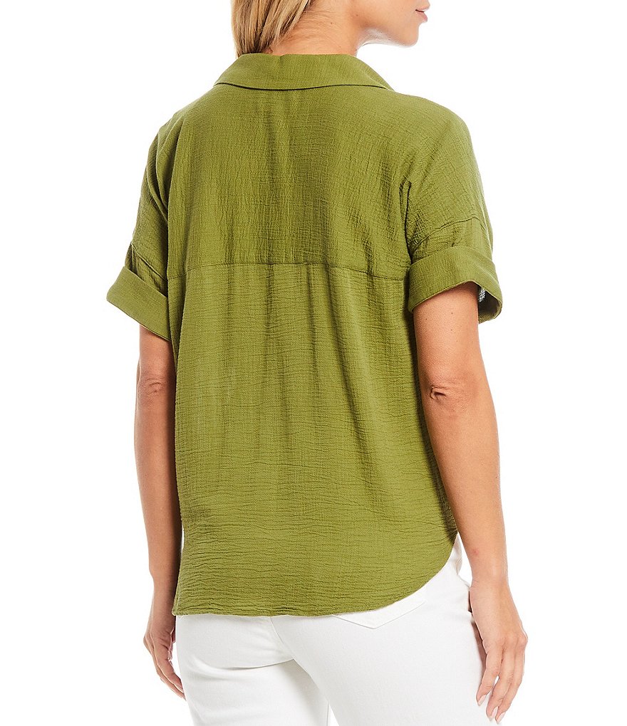 Westbound Drop Shoulder One Pocket Tie-Front Shirt