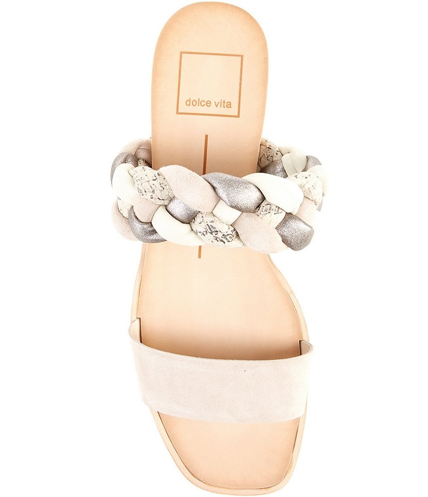 Dolce Vita Persey Braided Suede Leather Snake Print Wedge Slides