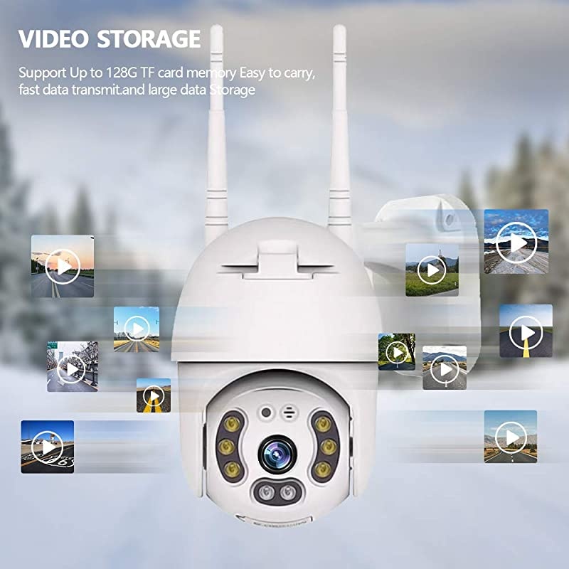 WiFi Security Camera System Wireless 1080P PTZ IP Dome Camera WaterproofOutdoor Night VisionTwo Way AudioMotion DetectionAlarm Remote Intelligent Support Micro SD Card