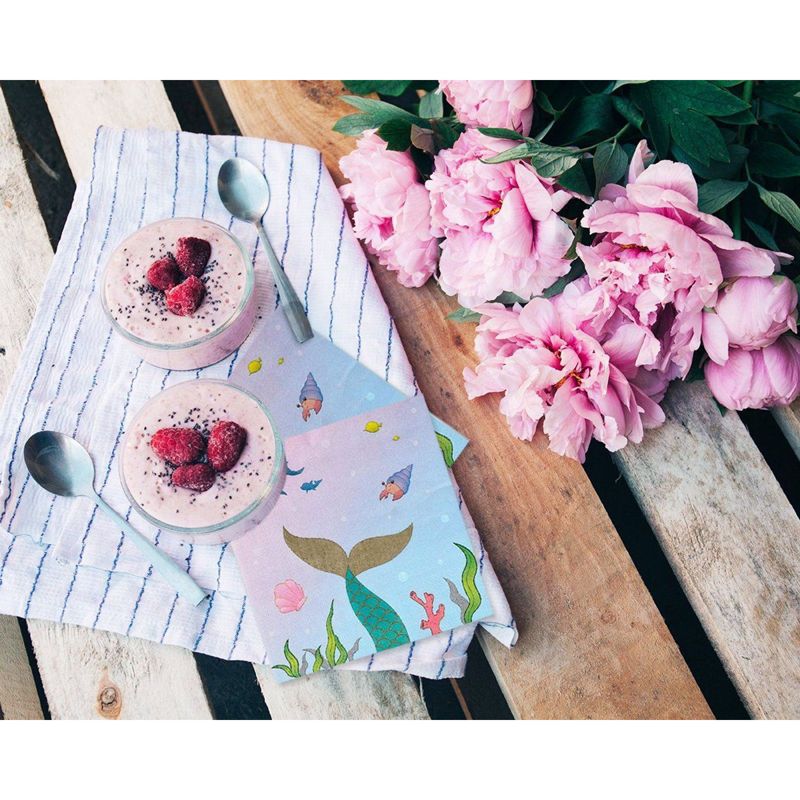 Blue Panda 150 Pack Mermaid Party Supplies, Disposable Luncheon Napkins (6.5 x 6.5 In)