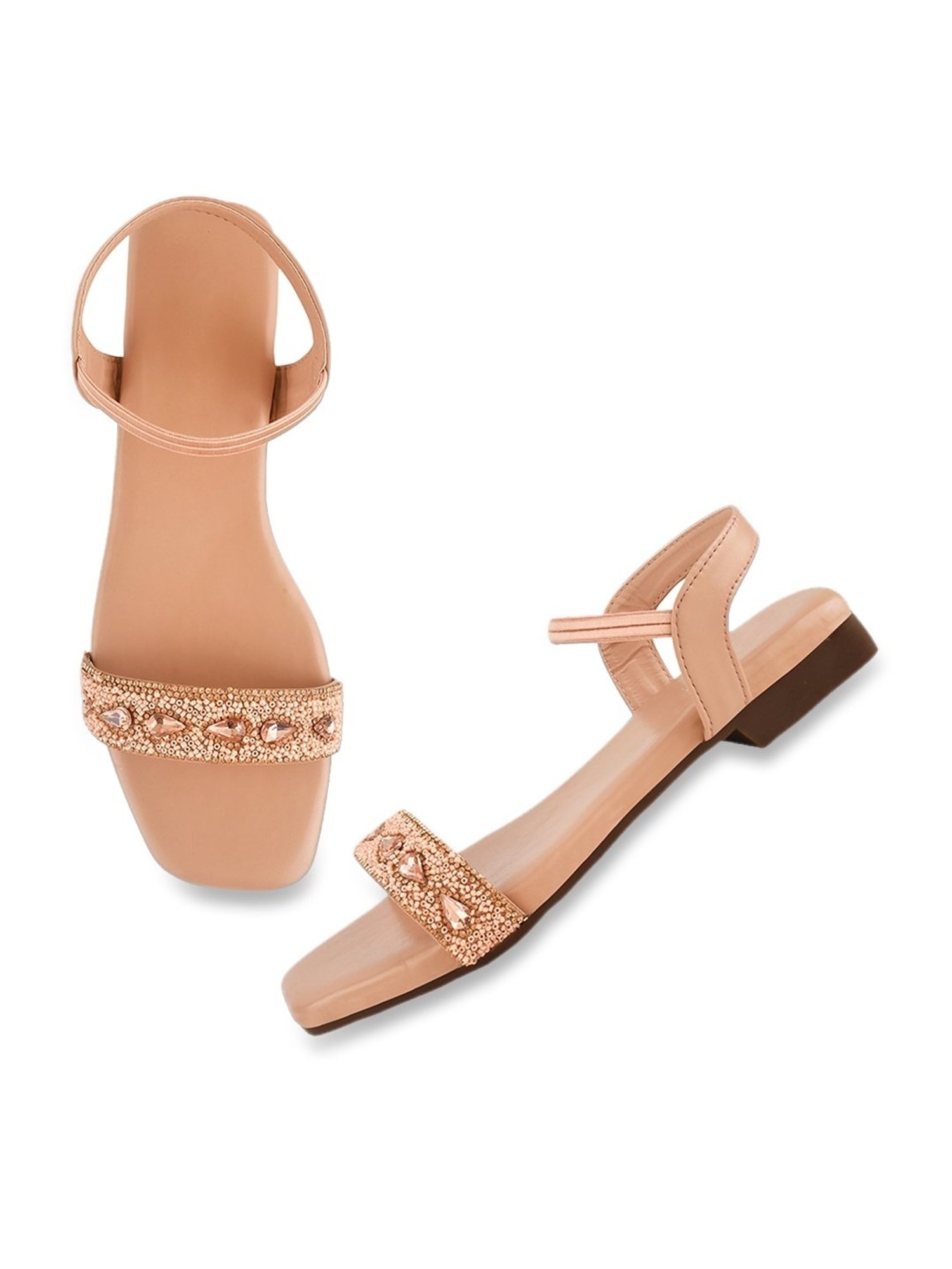 The White Pole Women's Nude Ankle Strap Sandals