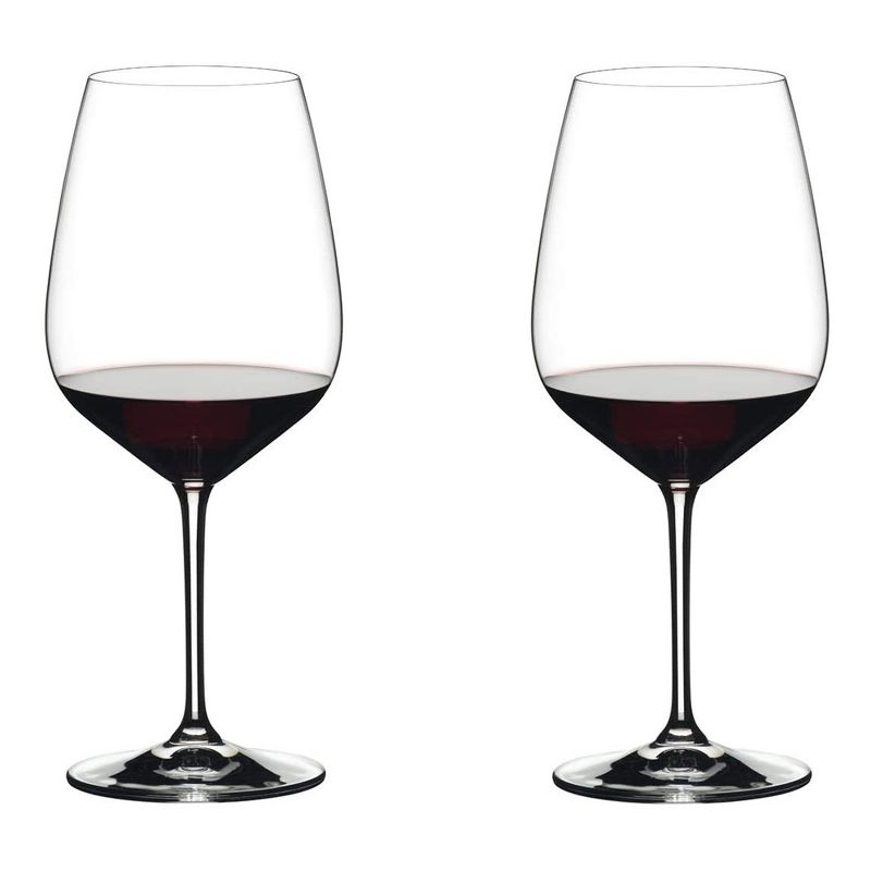 Riedel 28.22 Ounce Extreme Cabernet Clear Crystal Red Wine Glass Set for Full Bodied Complex Red Wines with Angular Bowl, (2 Pack)