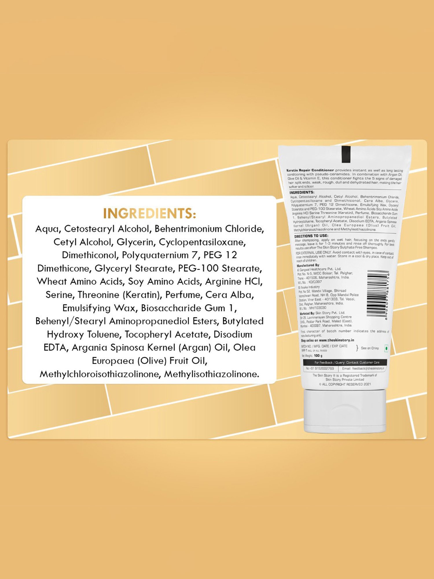 The Skin Story Vitamin E & Olive Oil Repair & Strengthen Keratin Repair Conditioner - 100 gm