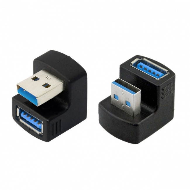 CY 1 Set Up & Down Angled USB 3.0 Adapter A Male to Female Extension 180 Degree 5Gbps