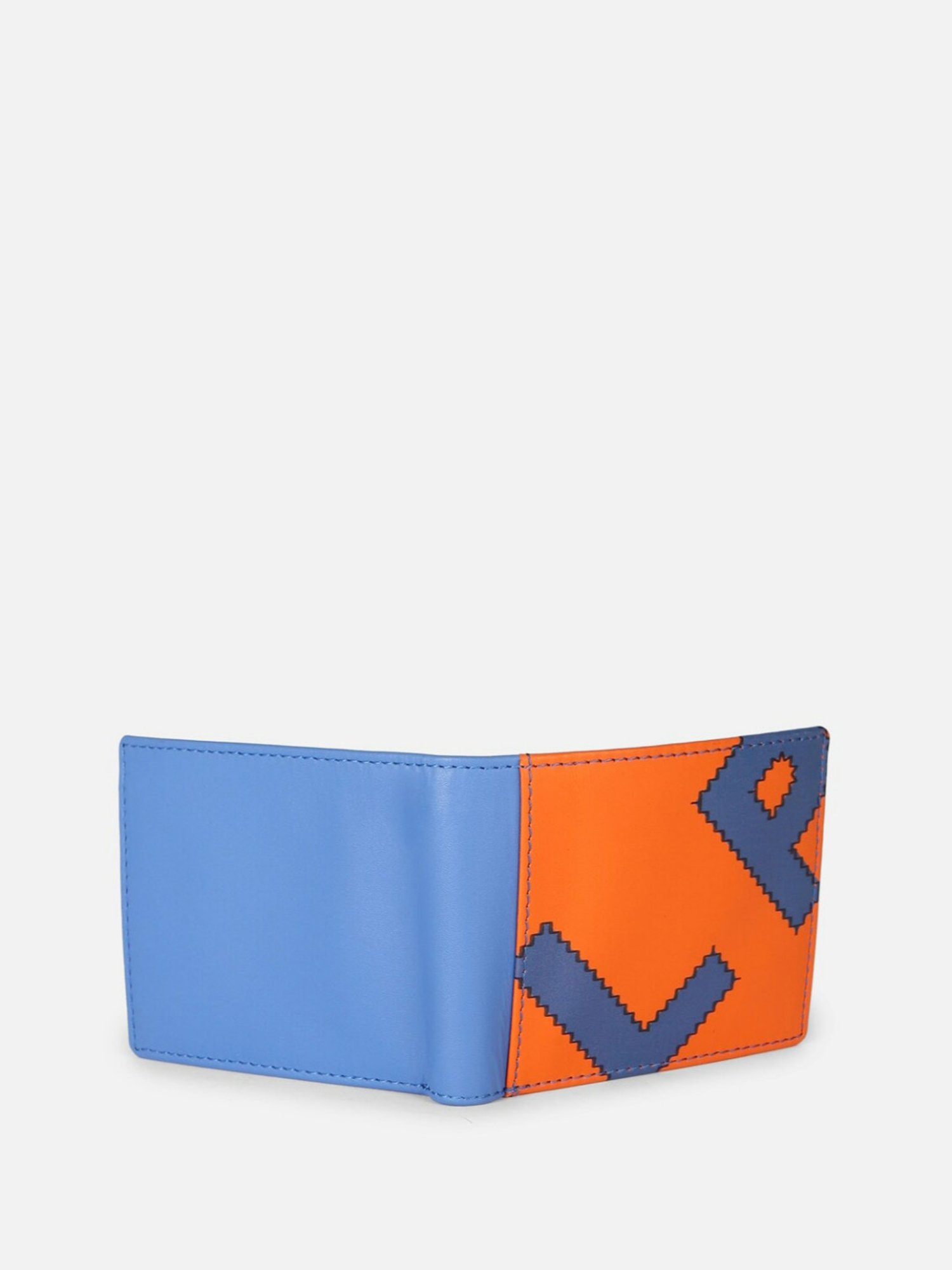 Louis Philippe Orange Printed Leather Bi-Fold Wallet for Men