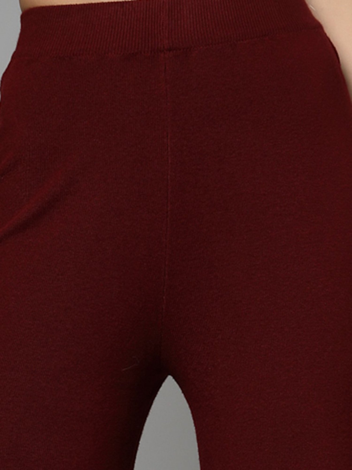 Mafadeny Maroon Regular Fit Mid Rise Palazzos