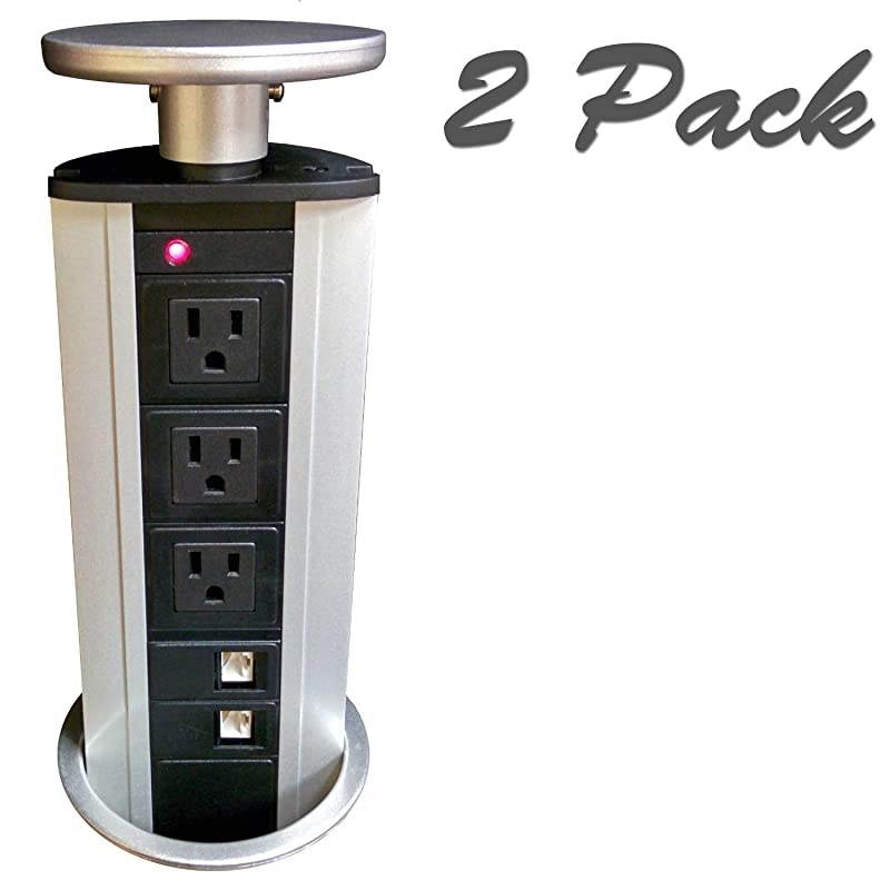 Tabletop Power Data Center - 3 Power, 2 CAT6 RJ45