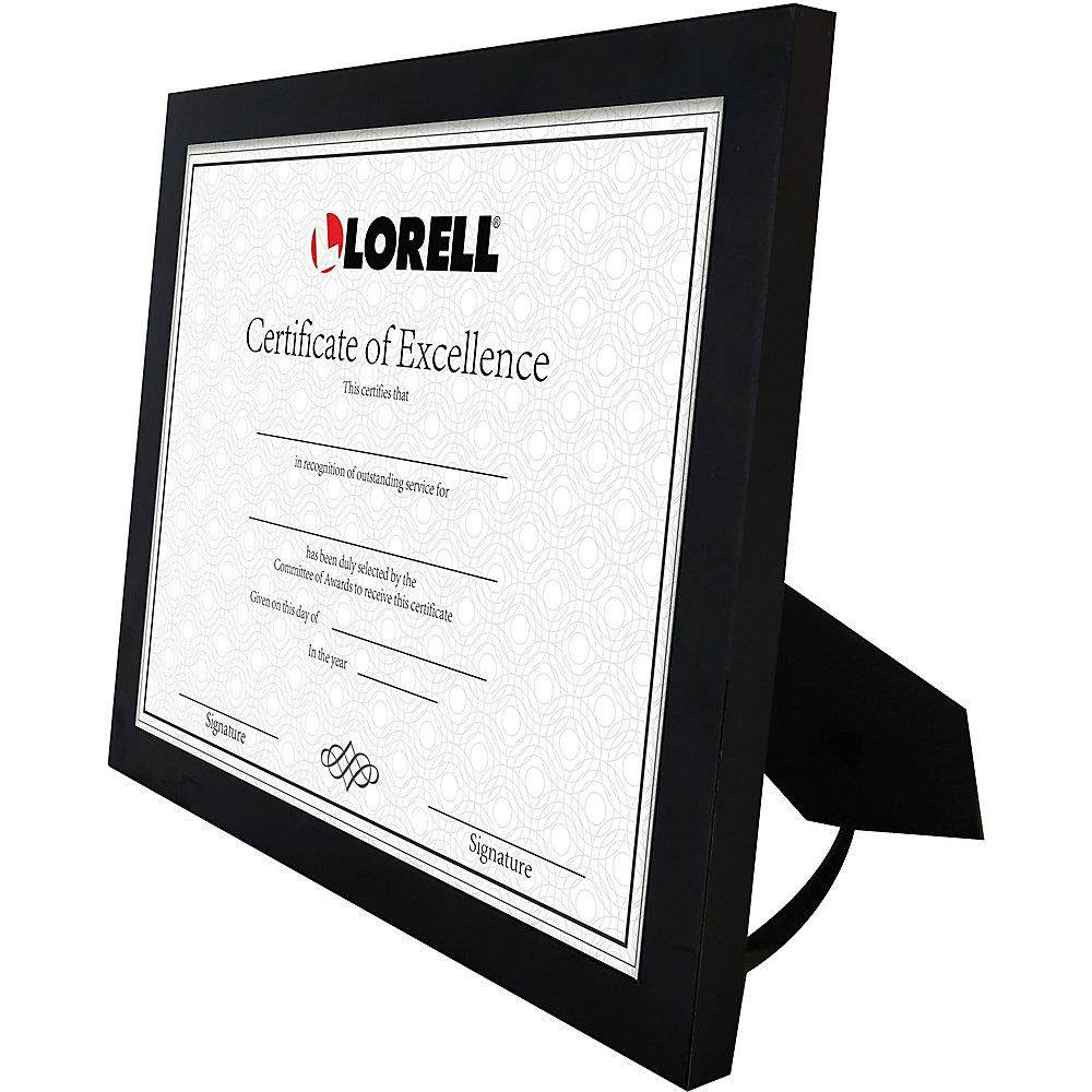 Lorell Certificate Frame - 8.50" x 11" Frame Size - Rectangle - Wall Mountable, Desktop - Horizontal, Vertical - 1 Each - Black