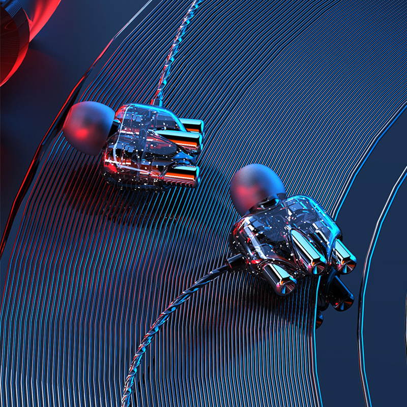 Subwoofer wired headset 3.5mm in-ear headset, dual-motion coil, dual-speaker wire-controlled tuning, suitable for oppo, Huawei, vivo, Xiaomi and other smartphones