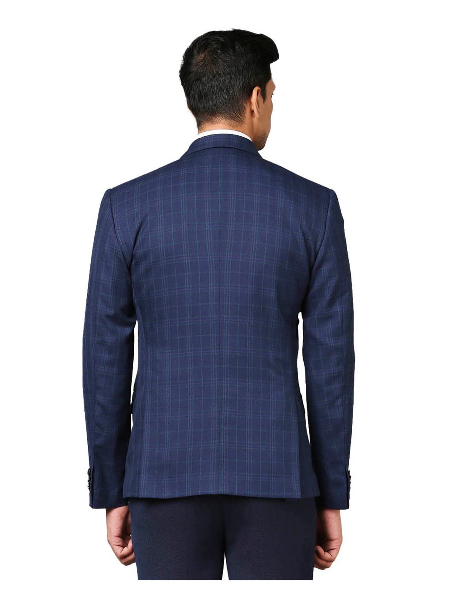 Raymond Dark Blue Checks Blazer