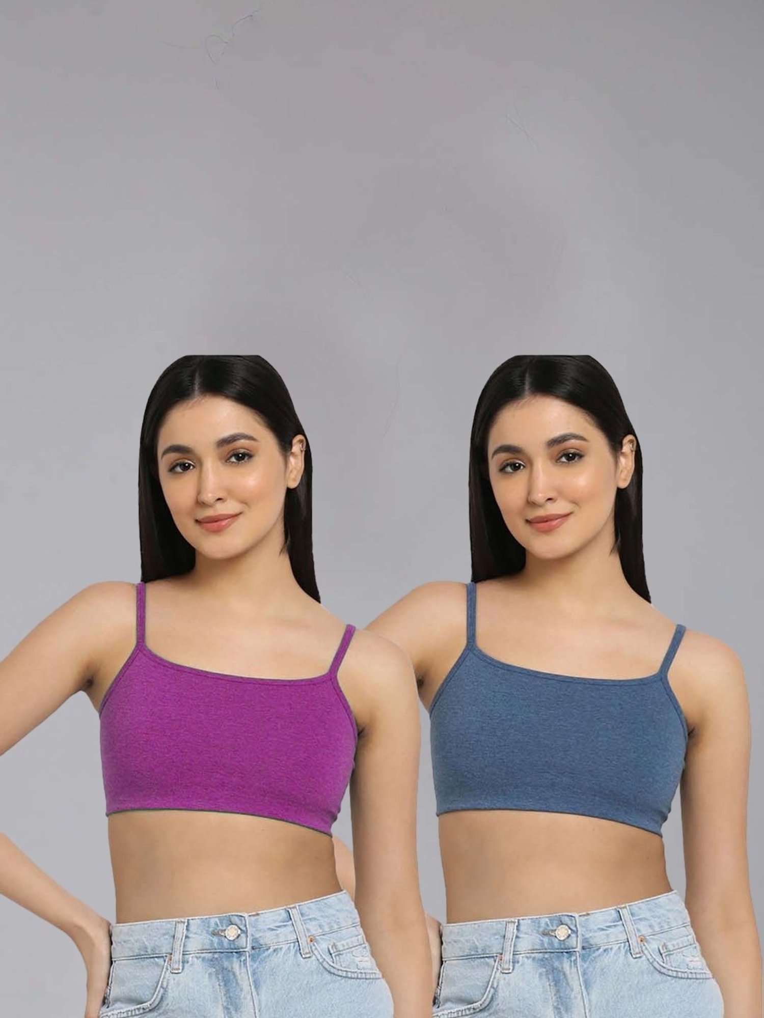 AROUSY Purple & Blue Cotton Beginner's Bra - Pack Of 2