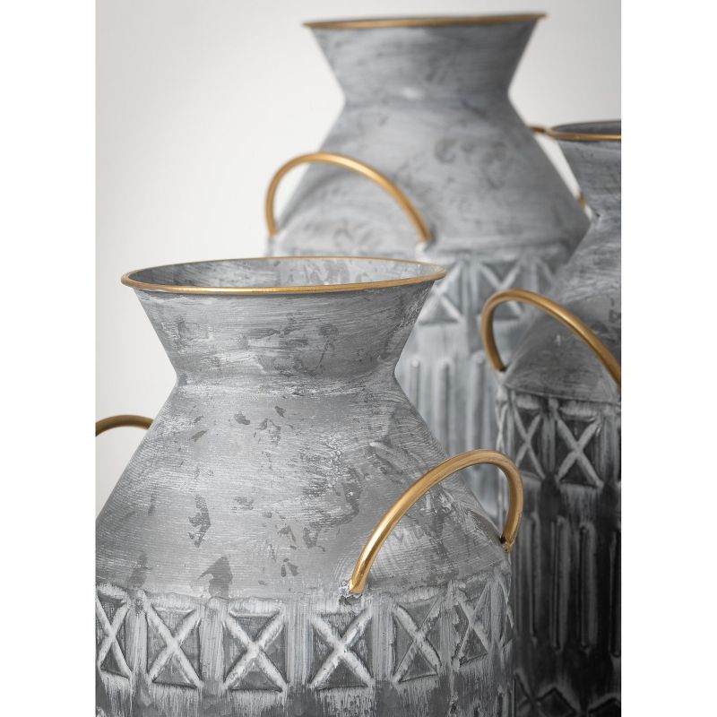 Sullivans Metal Urn with Handle Set of 3, 17.5"H, 15.5"H & 13.5"H Silver