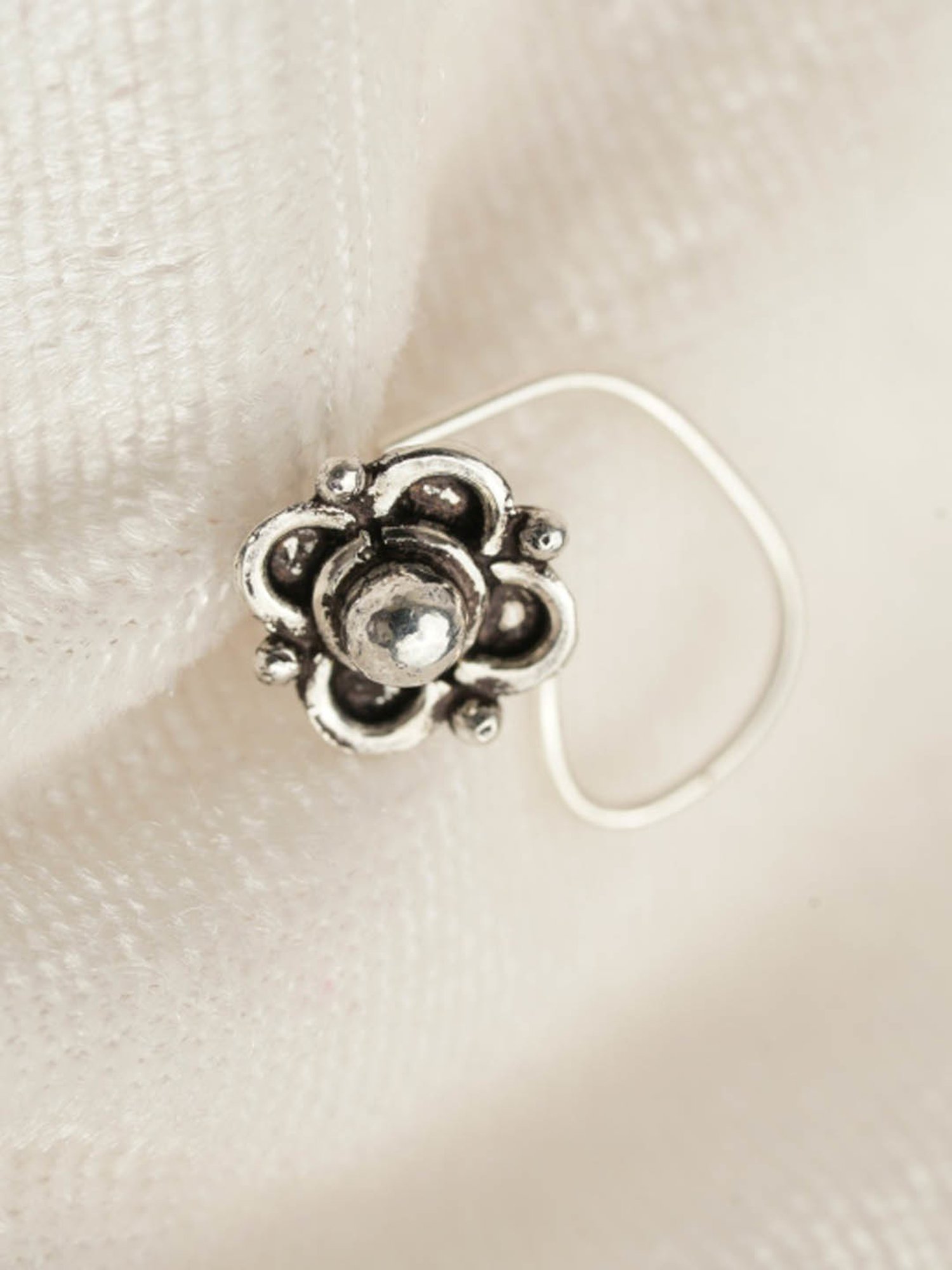 Arte Jewels 92.5 Silver handcrafted Nosepin for Women & Girls