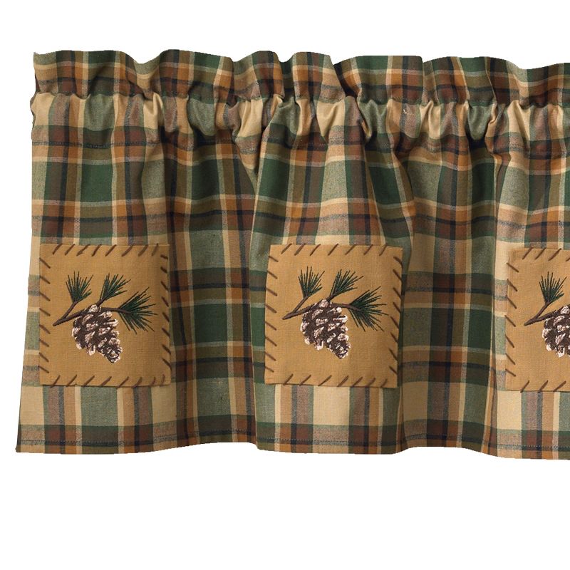 Park Designs Scotch Pine Lined Patch Valance - Green