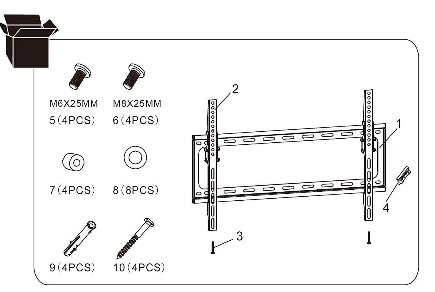 Super Slim 1" Tilt Wall Mount for Samsung LG 48", 49", 50", 55", 60" LED TV