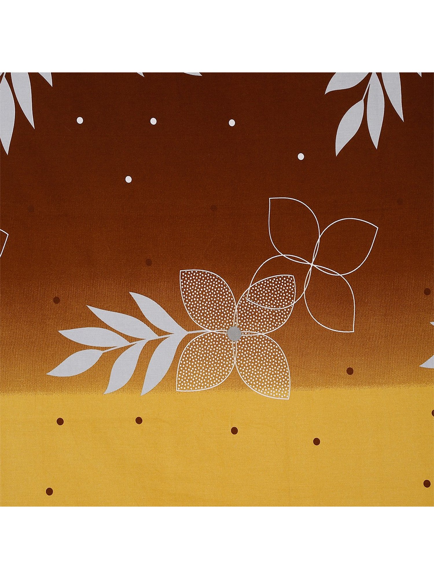 Swayam Zinnia Floral Brown & Yellow 240 TC Cotton King Bedsheet with 2 Pillow covers