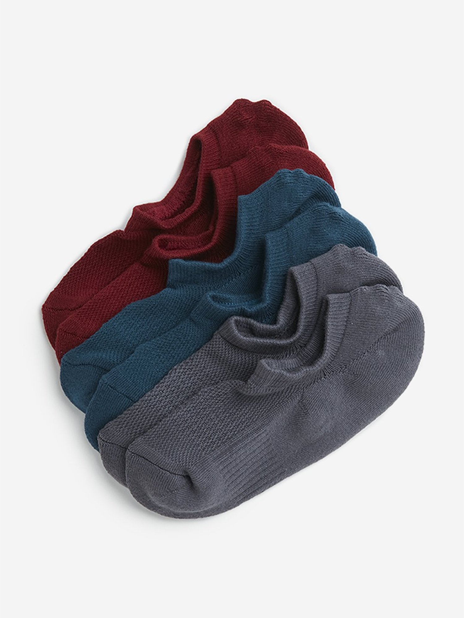 WES Lounge by Westside Grey Invisible Cotton Blend Socks - Pack of 3