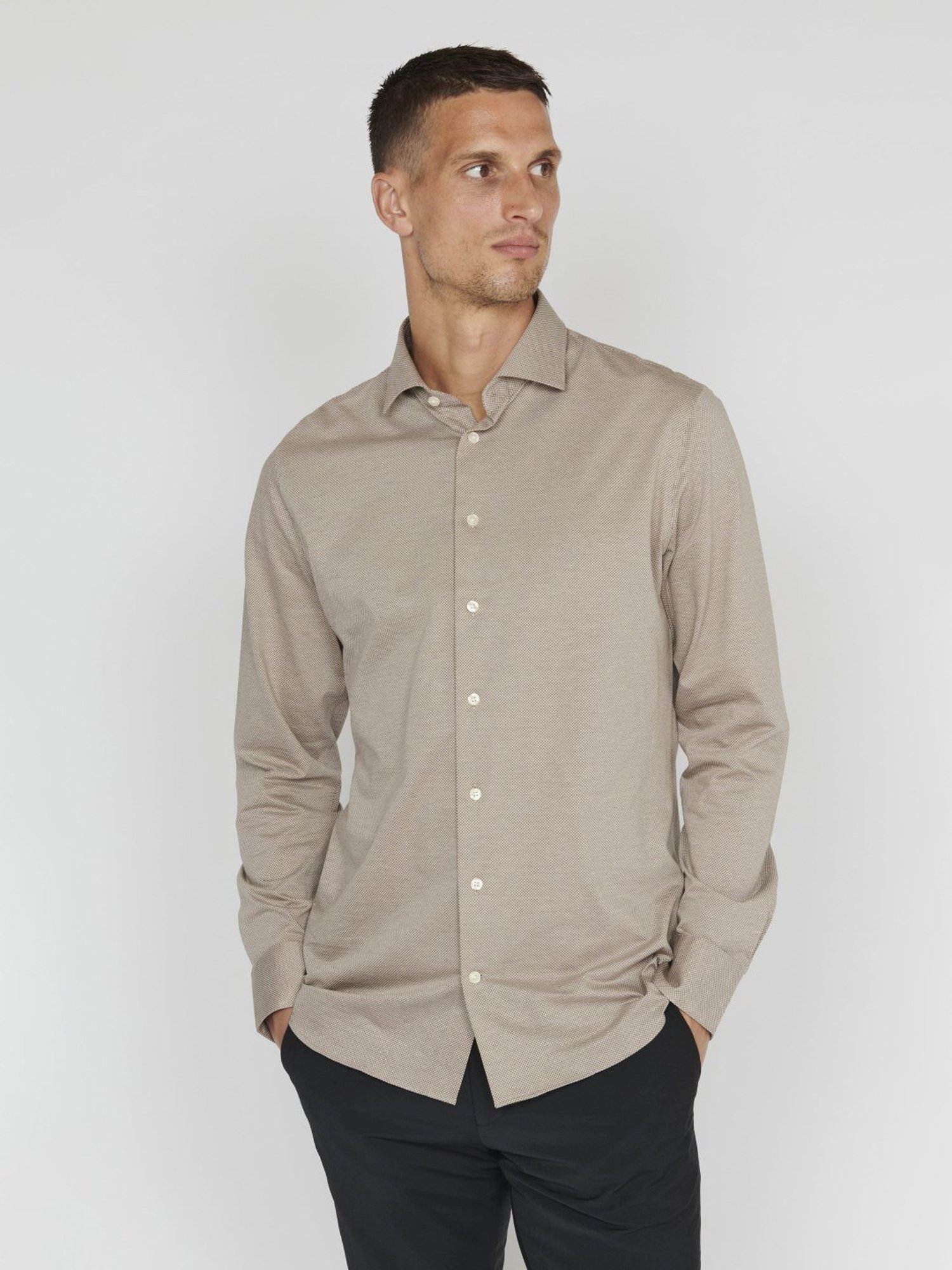 Matinique Beige Cotton Regular Fit Shirt