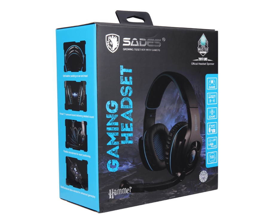 SADES SA923 USB Gaming Headset Gamer Headphones Bass Virtual 7.1 Surround Sound
