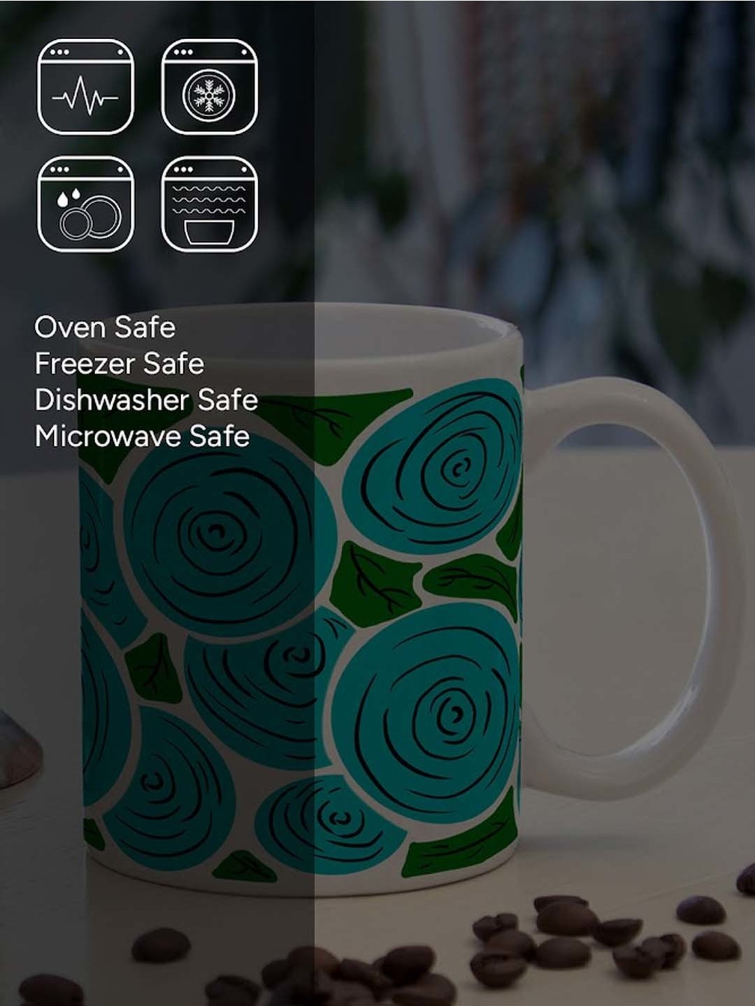 Nestroots White & Turquoise Stoneware Pinwheel Coffee Mug (0.325 L)