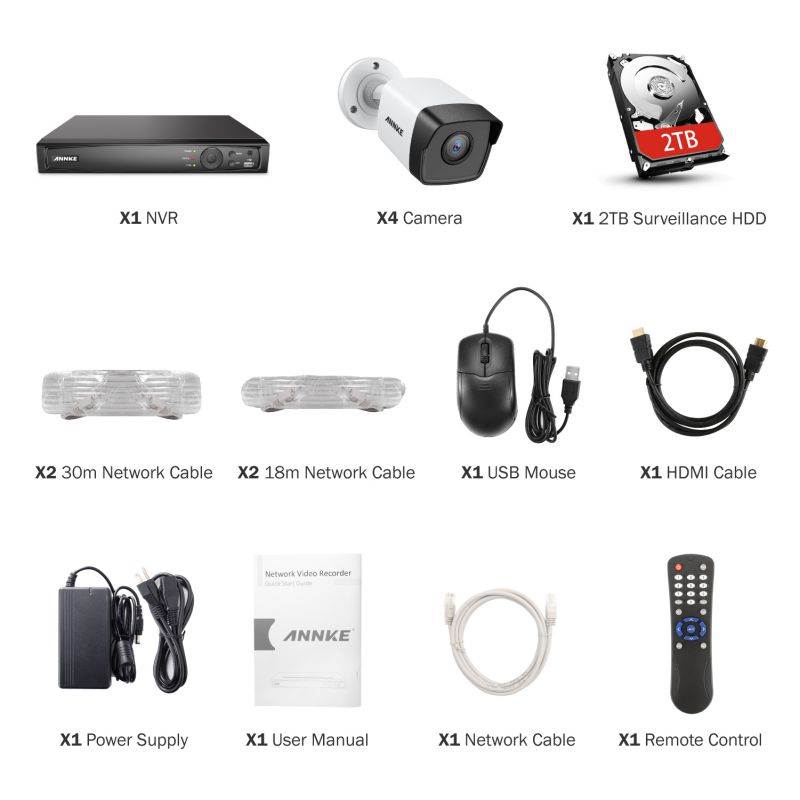 ANNKE 1080P HD PoE Network Video Security System, 8CH 4K Surveillance NVR with H.265 Video Compression,Weatherproof Cameras with EXIR LEDs 4 Camera - 2TB HDD