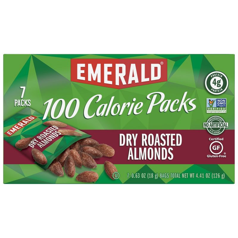 Emerald Dry Roasted Almonds 100 Calorie - 4.41oz/7ct