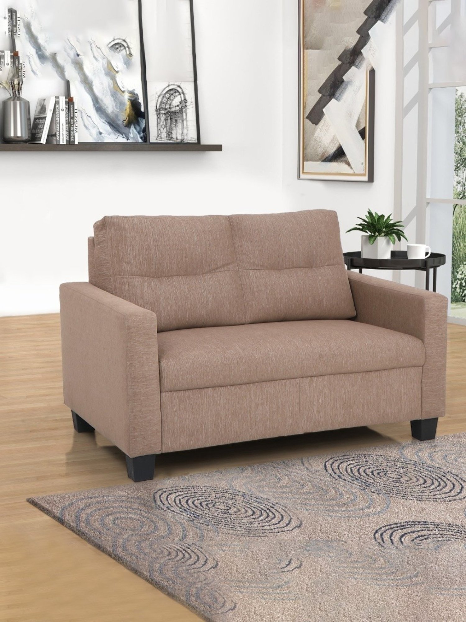 Duroflex Ease Brown Neem Wood 2 Seater Sofa