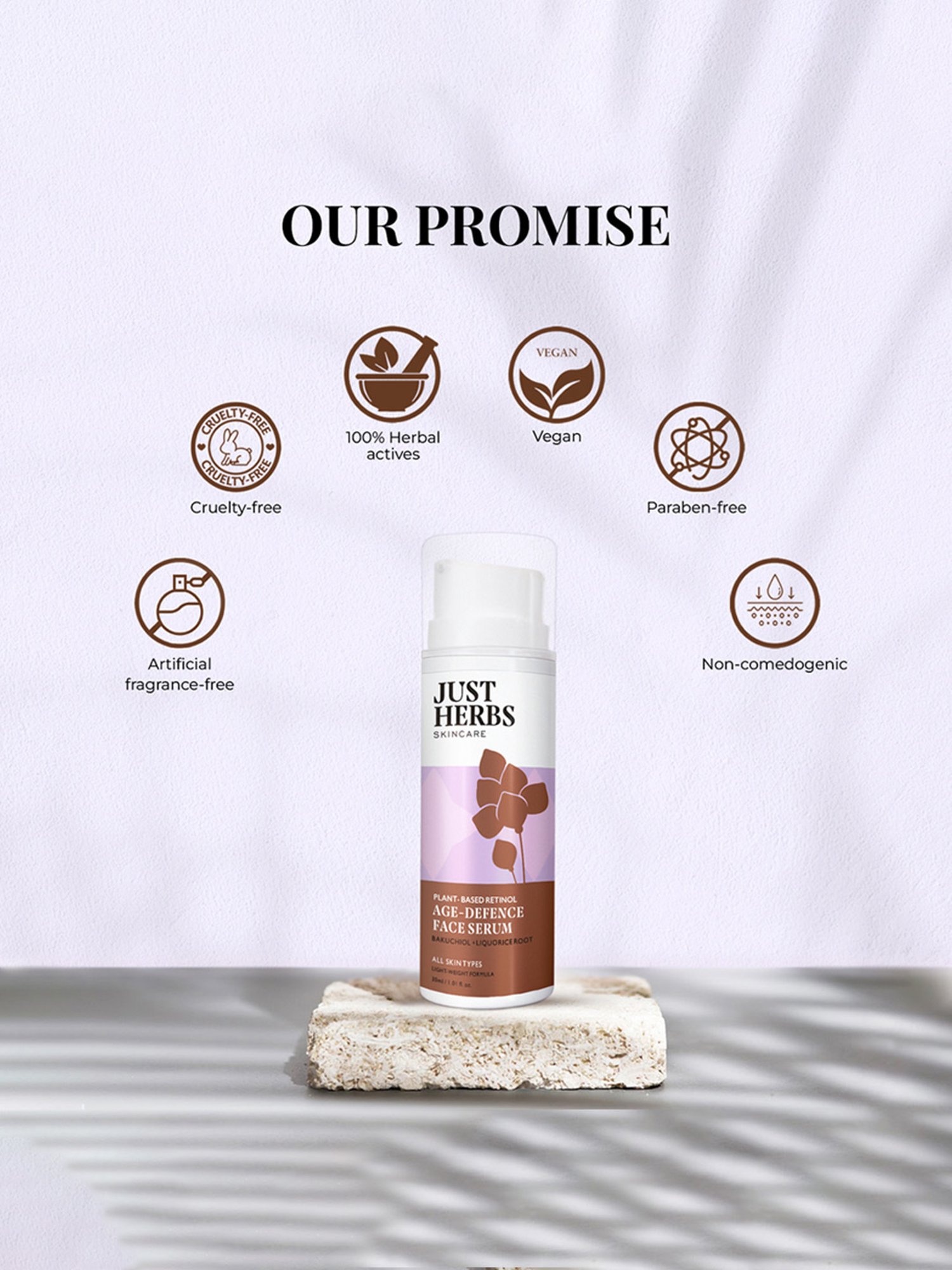 JUST HERBS Plant-Based Retinol Age-Defence Face Serum - 30 ml