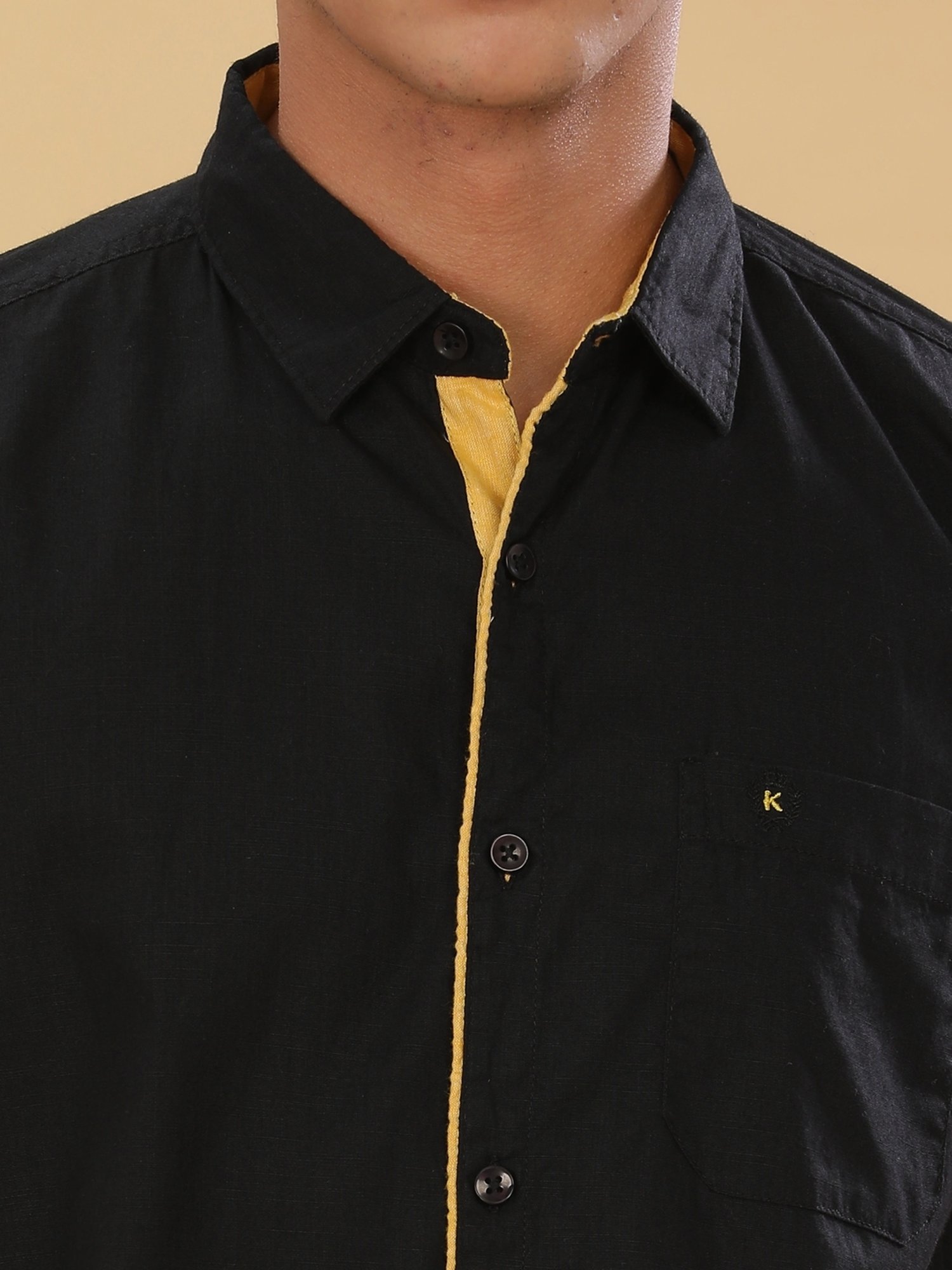 Kuons Avenue Black Linen Slim Fit Shirt