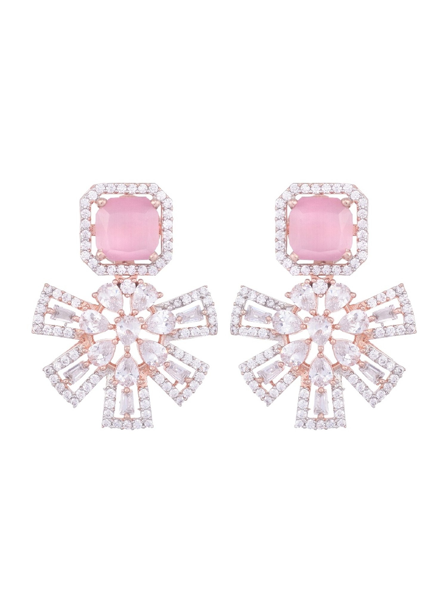 Saraf RS Jewellery Floral design earrings AD studded