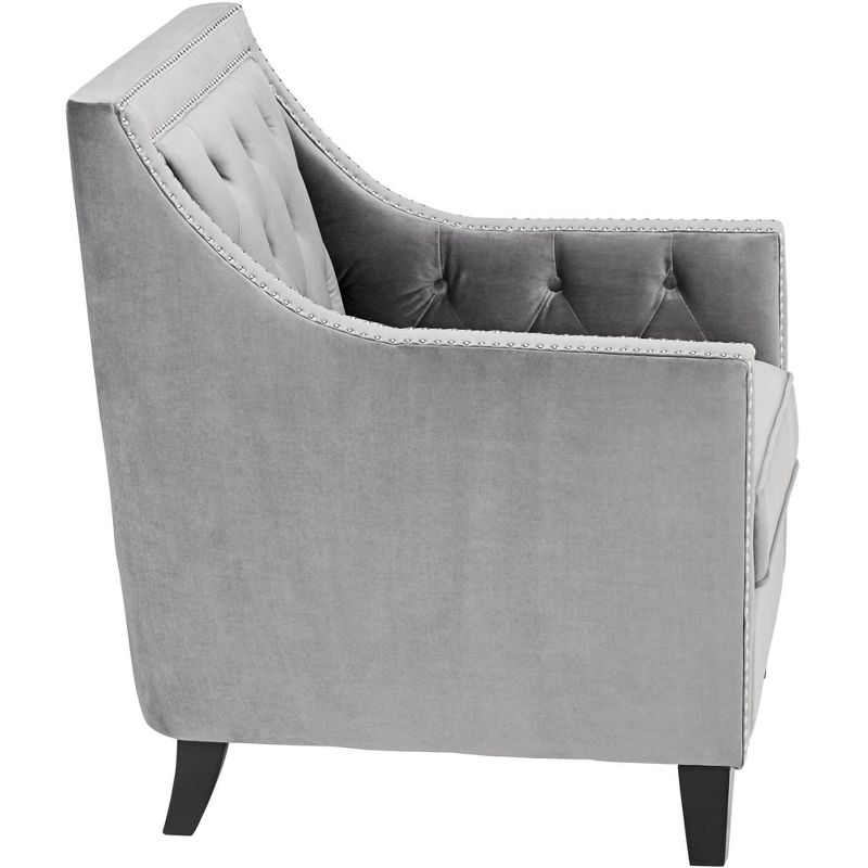 55 Downing Street Tiffany Gray Tufted Armchair