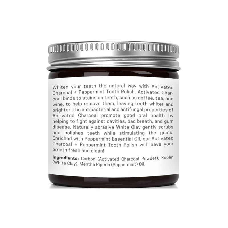 Activated Charcoal Tooth Polish Whitening Powder Peppermint - 2oz
